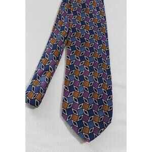 GEOFFREY BEENE 3.5 X 60 Silk Necktie, Purple, Blue, Bronze, XL Big & Tall